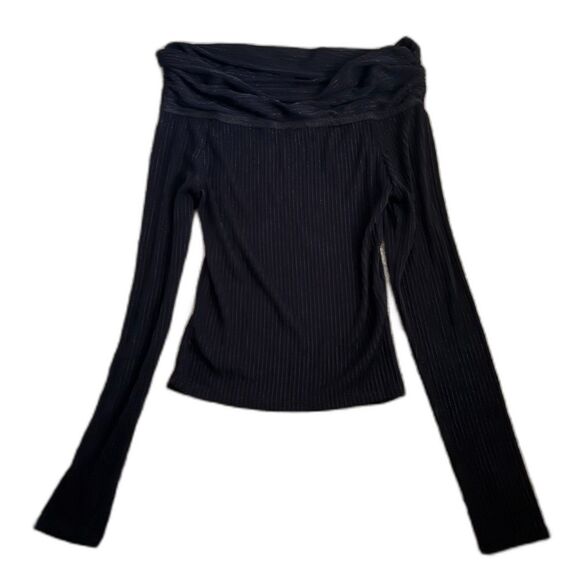 Size XS Off the Shoulder Ribbed Sparkle Y2K Deadstock Sweater - Picture 1 of 3